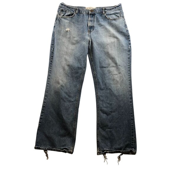 Vintage No Boundaries Mens Jeans Size 38x32 Low Rise Bootcut Baggy Y2K Blue - Picture 1 of 16